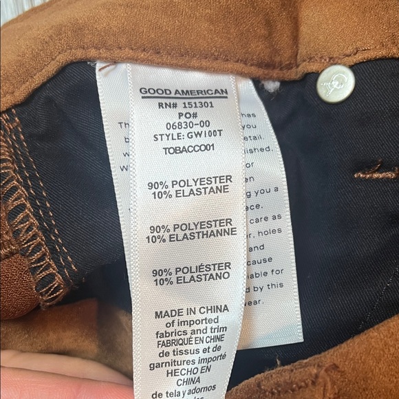 NWOT good American Brown faux suede GW100T Skinny Pants size 0 / 25 - Picture 7 of 9